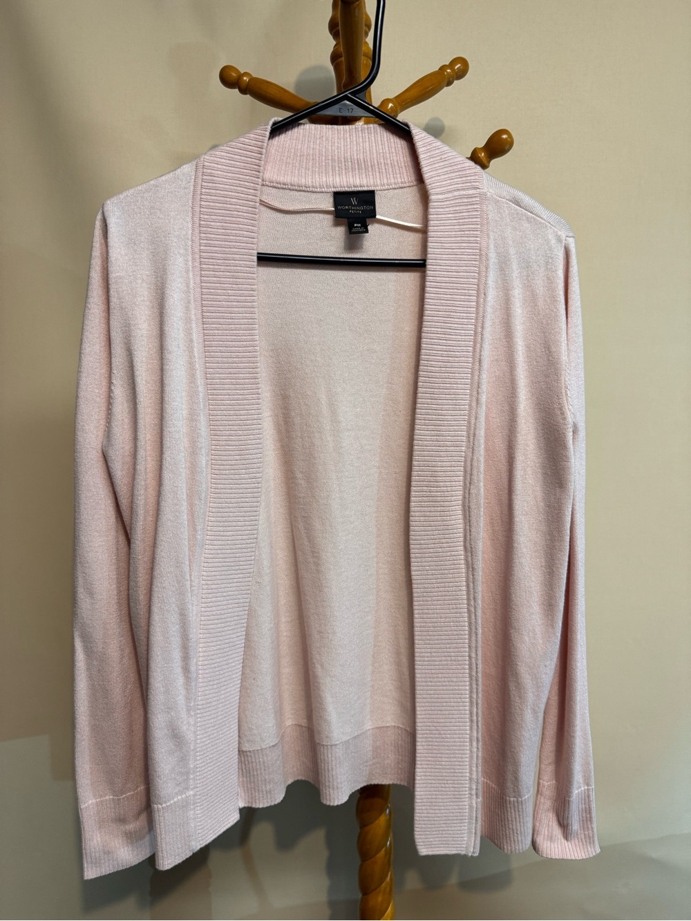 Women’s Worthington Pale Pink Open-Front Cardigan Sweater Size Petite Medium